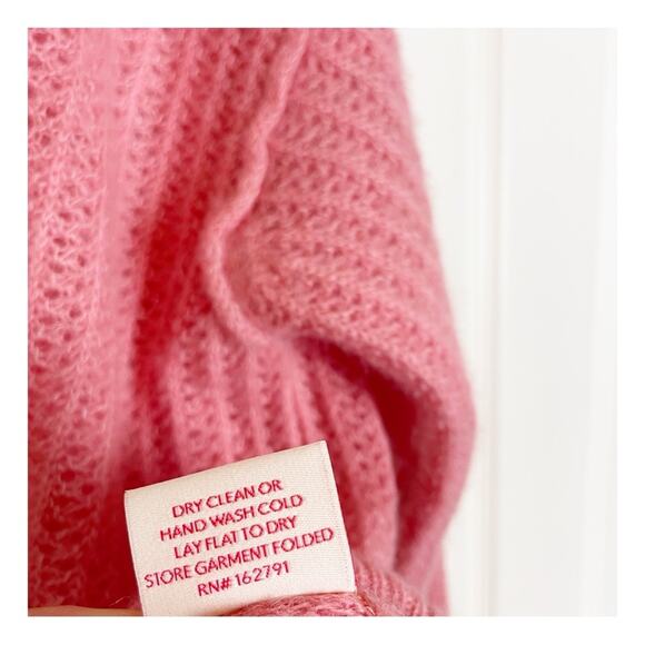 Kilte Collection Tipped V-neck Cashmere Alpaca Sweater Pink Lightweight Knit - Picture 9 of 9